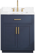 Altair Design Gavino 30' Wood Vanity in Royal Blue with Composite Stone Top no Mirror