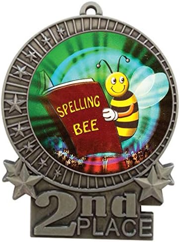 Express Medals Various Styles 1 to 50 Pack Silver or Bronze Color Spelling Bee Medals Trophy Award with Neck Ribbon Medal Trophies Gift Prize Tournament Champion Team