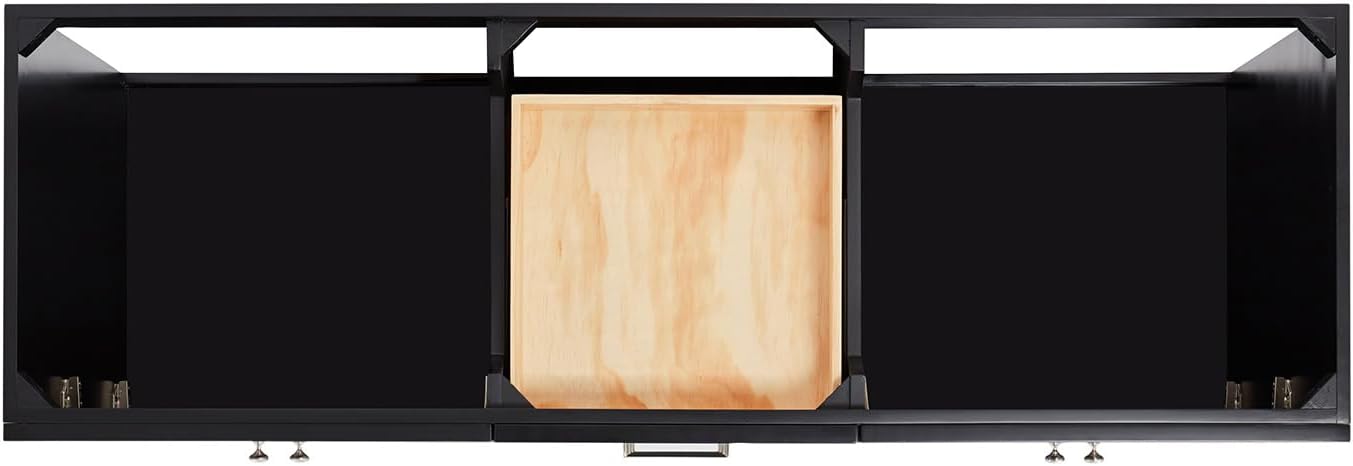 ARIEL Hamlet 66-inch Bathroom Vanity with Sink,Solid Wood, 1.5-inch Carrara White Quartz Countertop & Backsplash, Double Oval Porcelain Sink, 4 Soft Closing Doors, 3 Dovetail Drawers, Black
