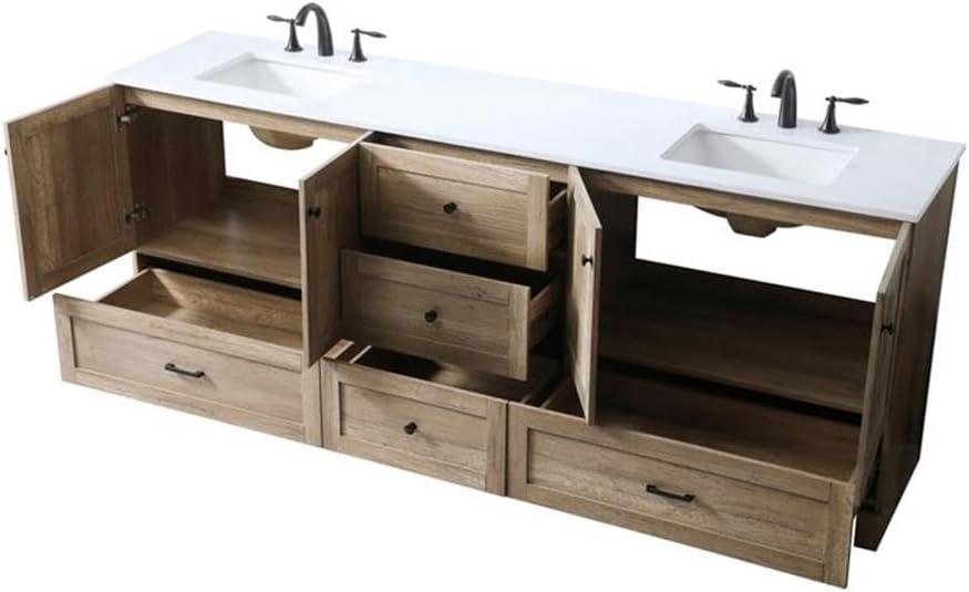 Elegant Kitchen and Bath Soma 84' Solid Wood Double Bathroom Vanity in Oak