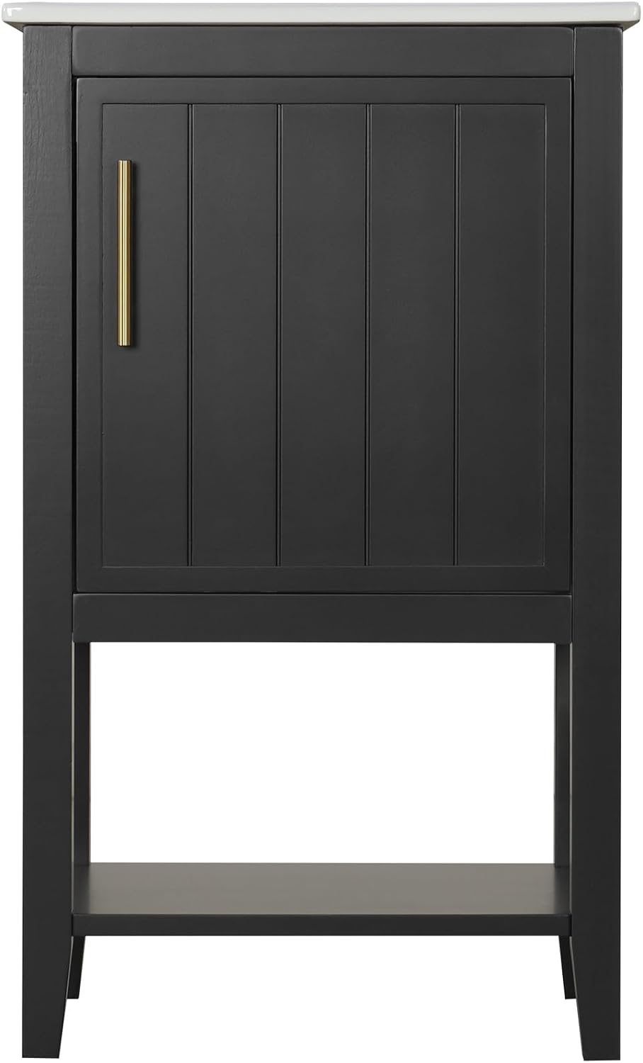 20' Bathroom Vanity Cabinet with Ceramic Sink Top Set, Freestanding, Two-Tier Storage Rack, Soft Closing Door, Black
