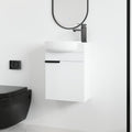 Malwee 16 Inch Floating Bathroom Vanity with Sink, 16'' Wall Mounted Single Sink Bathroom Vanity Combo, Modern White Cabinet Set with 1 Soft Close Door and Ceramics Basin Top,MAF02916-GWH