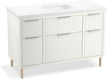 Kohler Spacity 48 Inch Wall-Hung Bathroom Vanity Cabinet with White Sink and Quartz Top, Modern Bathroom Storage, White, K-32172-ASB-0
