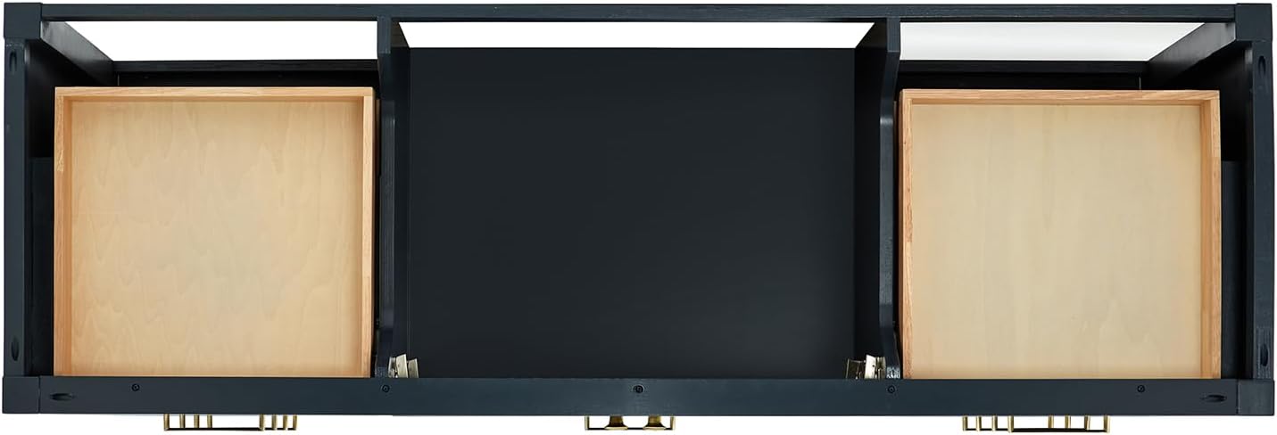 ARIEL Cambridge 66-inch Bathroom Vanity with Sink,Solid Wood, 1.5-inch Carrara White Quartz Countertop, Single Oval Porcelain Sink, 2 Soft Closing Doors, 9 Dovetail Drawers, Midnight Blue