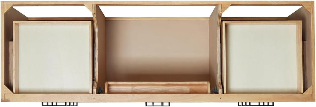 ARIEL Hepburn 66-inch Bathroom Vanity with Sink,Solid Wood, 1.5-inch Carrara White Quartz Countertop & Backsplash, Single Oval Porcelain Sink, 2 Soft Closing Doors, 9 Dovetail Drawers, White Oak