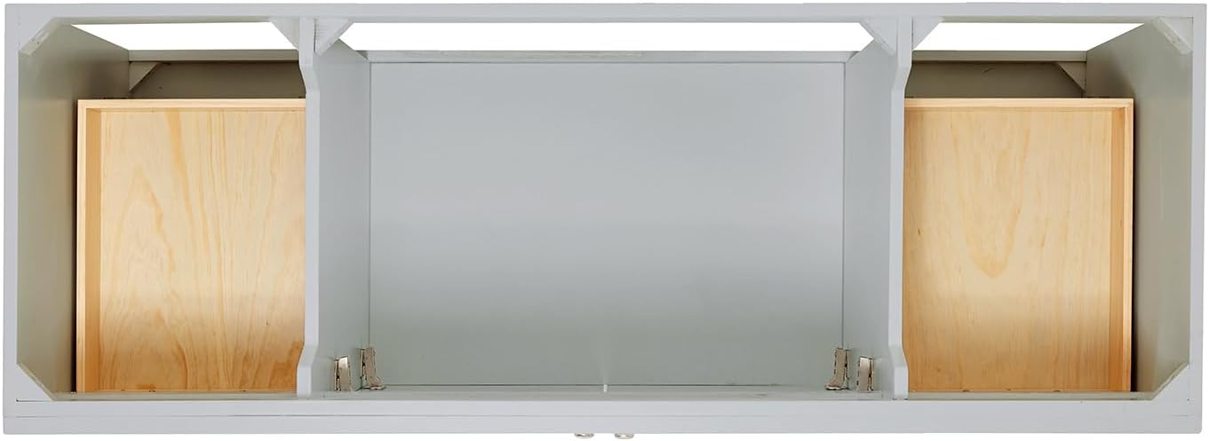 ARIEL Hamlet 60-inch Bathroom Vanity with Sink,Solid Wood, 1.5-inch Carrara White Quartz Countertop & Backsplash, Single Oval Porcelain Sink, 2 Soft Closing Doors, 4 Dovetail Drawers, Grey