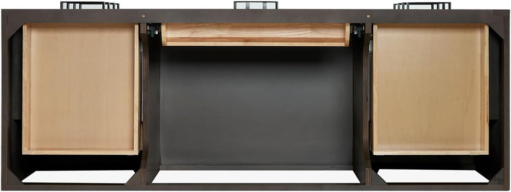 ARIEL Hepburn 60-inch Bathroom Vanity with Sink,Solid Wood, 1.5-inch Italian Carrara Marble Countertop, Single Rectangular Porcelain Sink, 2 Soft Closing Doors, 9 Dovetail Drawers, Brown Oak