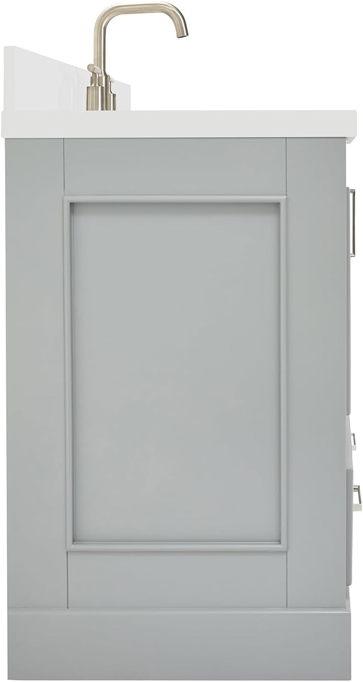 ARIEL Stafford 36-inch Bathroom Vanity with Sink,Solid Wood, 1.5-inch Pure White Quartz Countertop, Single Rectangular Porcelain Sink, Soft Closing Doors, Dovetail Drawers, Grey