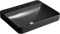 KOHLER K-2660-8-7 Vox Rectangle Vessel Above-Counter Bathroom Sink with 8-Inch Widespread Faucet Holes, Black