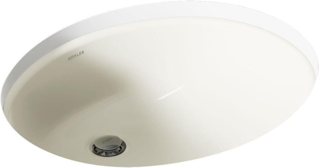 KOHLER 2210-96 Caxton Under-Mount Bathroom Sink, Include Overflow Drain, Fits 14' x17' Cutouts, Undermount Installation, Biscuit
