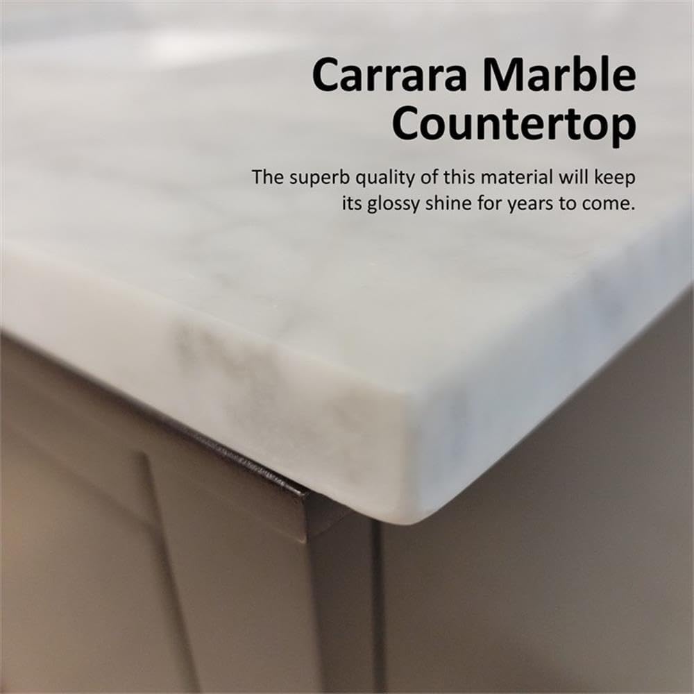 Home Dukes 80' Carrara Marble Top Double Vanity with Sinks in Dark Gray