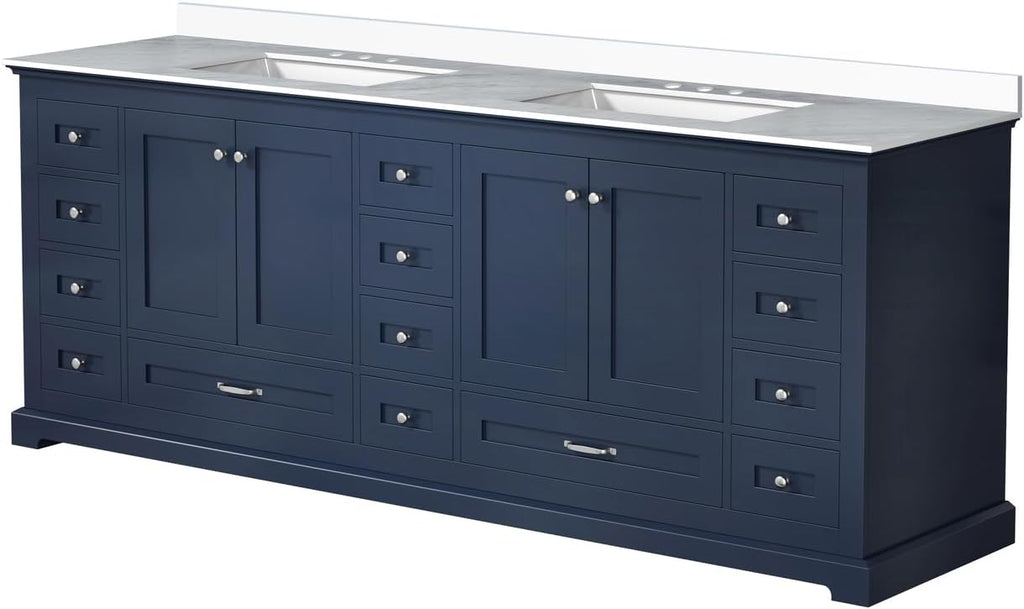Dukes 84 in. W x 22 in. D Navy Blue Double Bath Vanity and Cultured Marble Top