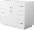 Wyndham Collection Elan 42 Inch Single Bathroom Vanity with Toe Kick in White, No Countertop, No Sink, Brushed Nickel Trim