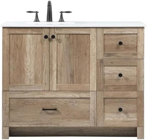 Elegant Decor Soma 42' Aluminum MDF Single Bathroom Vanity in Natural Oak