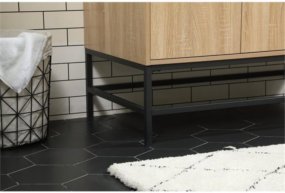 Pemberly Row 42' Aluminum MDF Bathroom Vanity, Mango Wood Finish, Ivory White Quartz Countertop, Porcelain Sink with Overflow, Soft Closing Hinges, 3 Drawers, Modern Style for Bathroom Storage