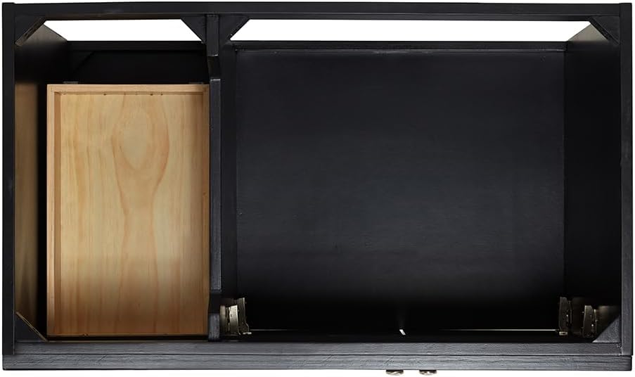 ARIEL Hamlet 36-inch Bathroom Vanity with Sink,Solid Wood, 1.5-inch Italian Carrara Marble Countertop, Single Rectangular Porcelain Sink, 2 Soft Closing Doors, 2 Dovetail Drawers, Black