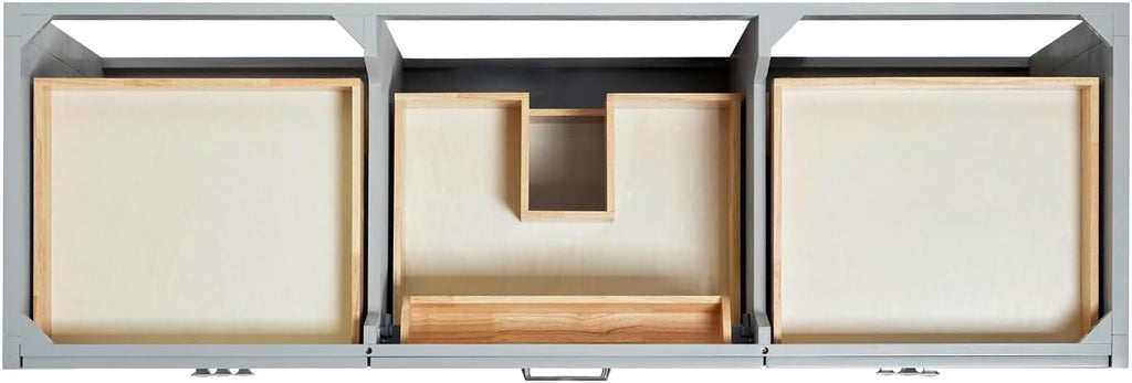ARIEL Monroe 66-inch Bathroom Vanity with Sink,Solid Wood, 1.5-inch Italian Carrara Marble Countertop, Single Oval Porcelain Sink, Dovetail Drawers, Grey