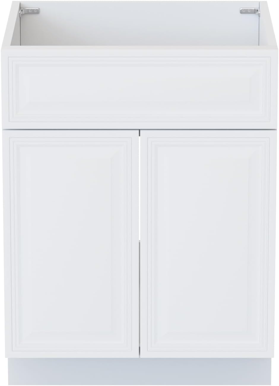 KitchenMan Bathroom Vanity Without Sink and Top 24 Inch Unassembled Bathroom Sink Cabinet not Include Handles, Double Door Bathroom Vanities for Bedroom, Antique White
