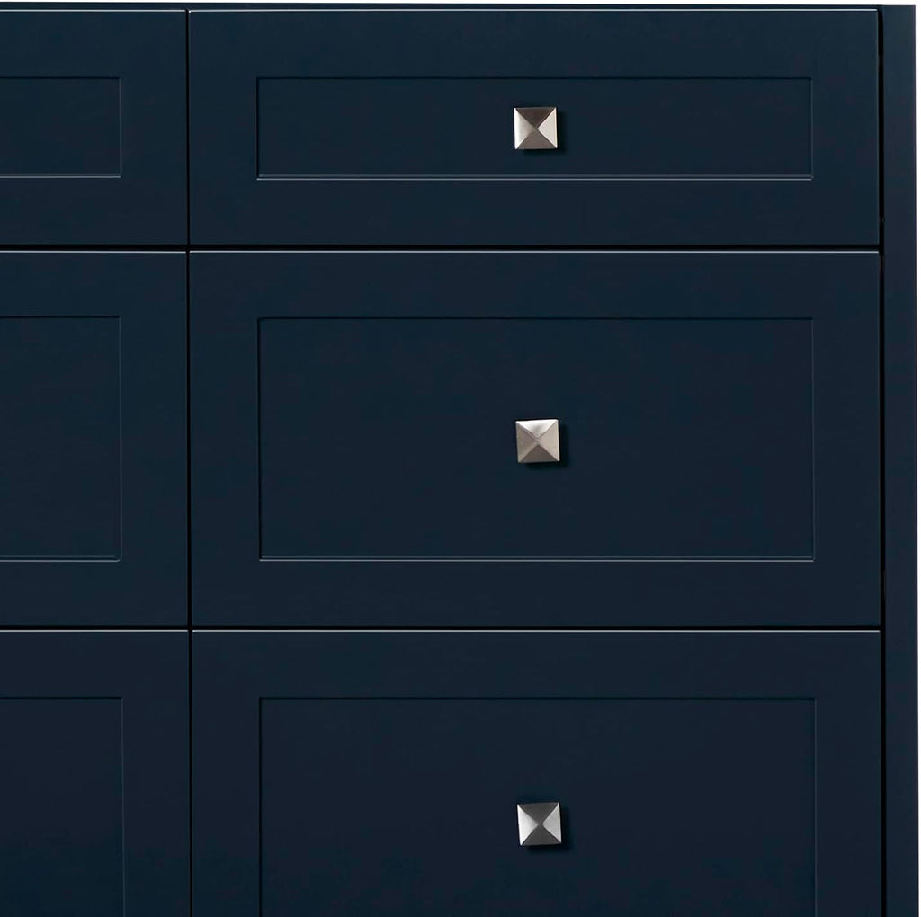 ARIEL Monroe 66-inch Bathroom Vanity with Sink,Solid Wood, 1.5-inch Italian Carrara Marble Countertop & Backsplash, Single Oval Porcelain Sink, 9 Dovetail Drawers, Midnight Blue