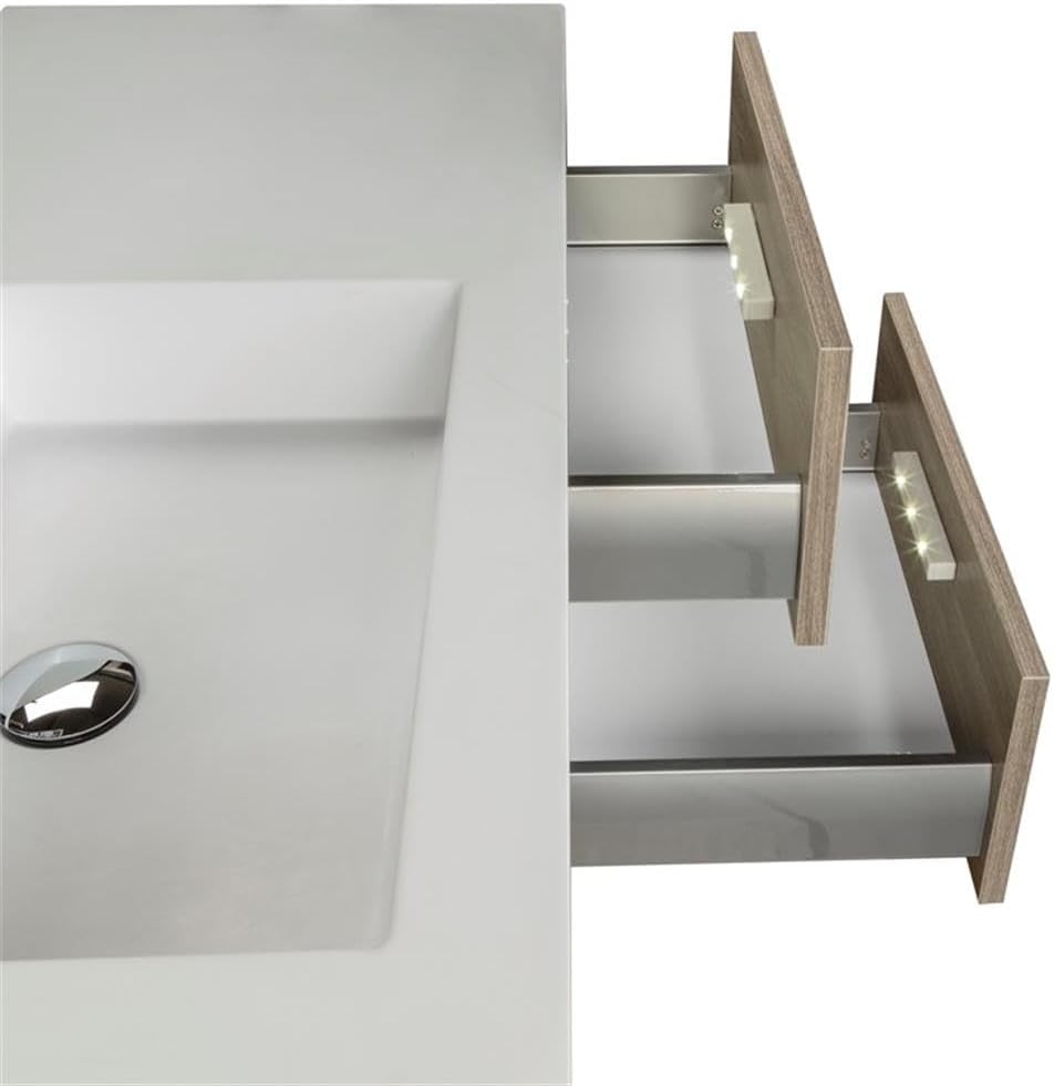 Cutler Kitchen and Bath Beachwood 42 in. W x 18.25 in. D x 20 in. H Single Sink Wall Mounted Bathroom Vanity in Dorato with Cultured Marble Top