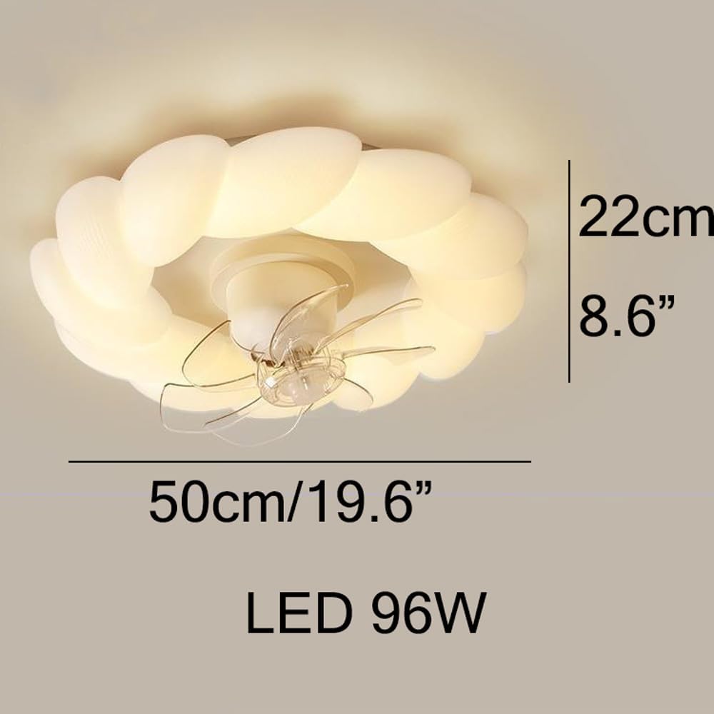 Mid Century Modern Ceiling Fan with Light Flush Mount Dimmable LED Ceiling Fan Light with Remote Reversible Fan 360° Oscillating Fan Light for Girls Bedroom Kitchen Living Room Dining Room