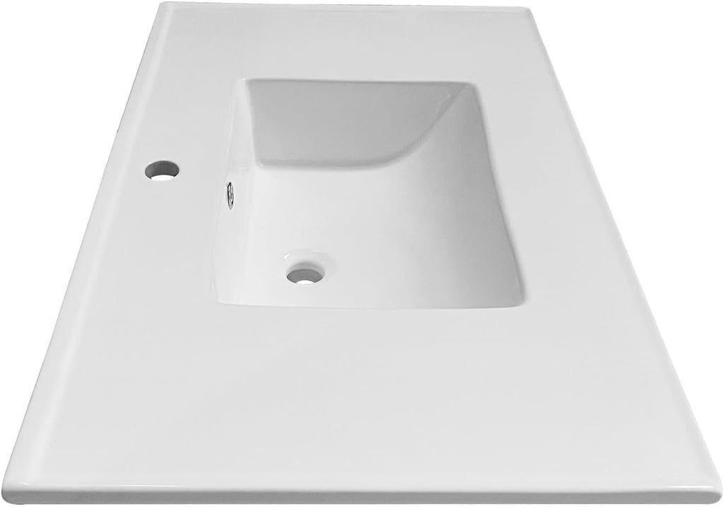 Kingston Brass LBT372271 Continental 37-Inch Ceramic Vanity Sink Top (1 Hole) in White