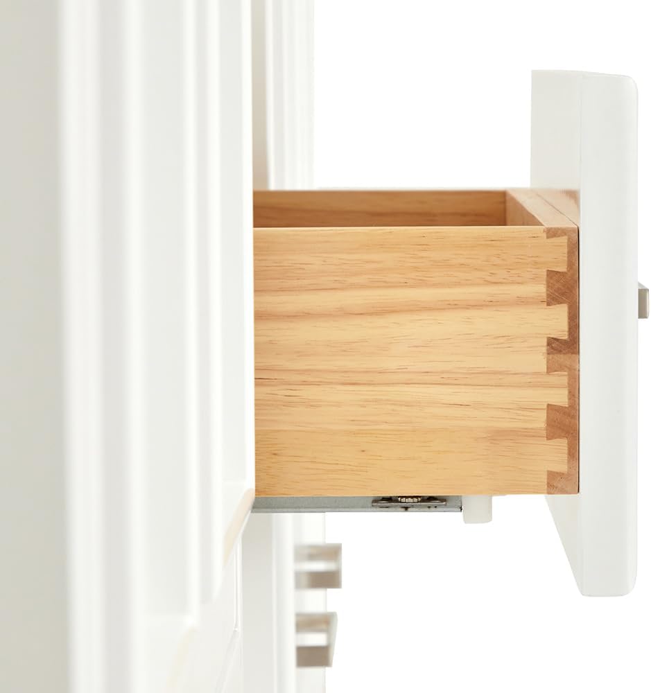 ARIEL Stafford 84-inch Bathroom Vanity with Sink,Solid Wood, 1.5-inch Italian Carrara Marble Countertop, Double Rectangular Porcelain Sink, 5 Soft Closing Doors, 6 Dovetail Drawers, White