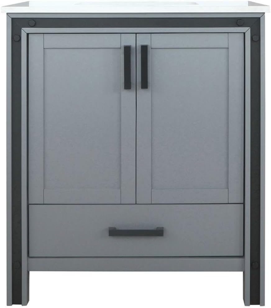 Ziva 30 in W x 22 in D Dark Grey Bath Vanity and Cultured Marble Top