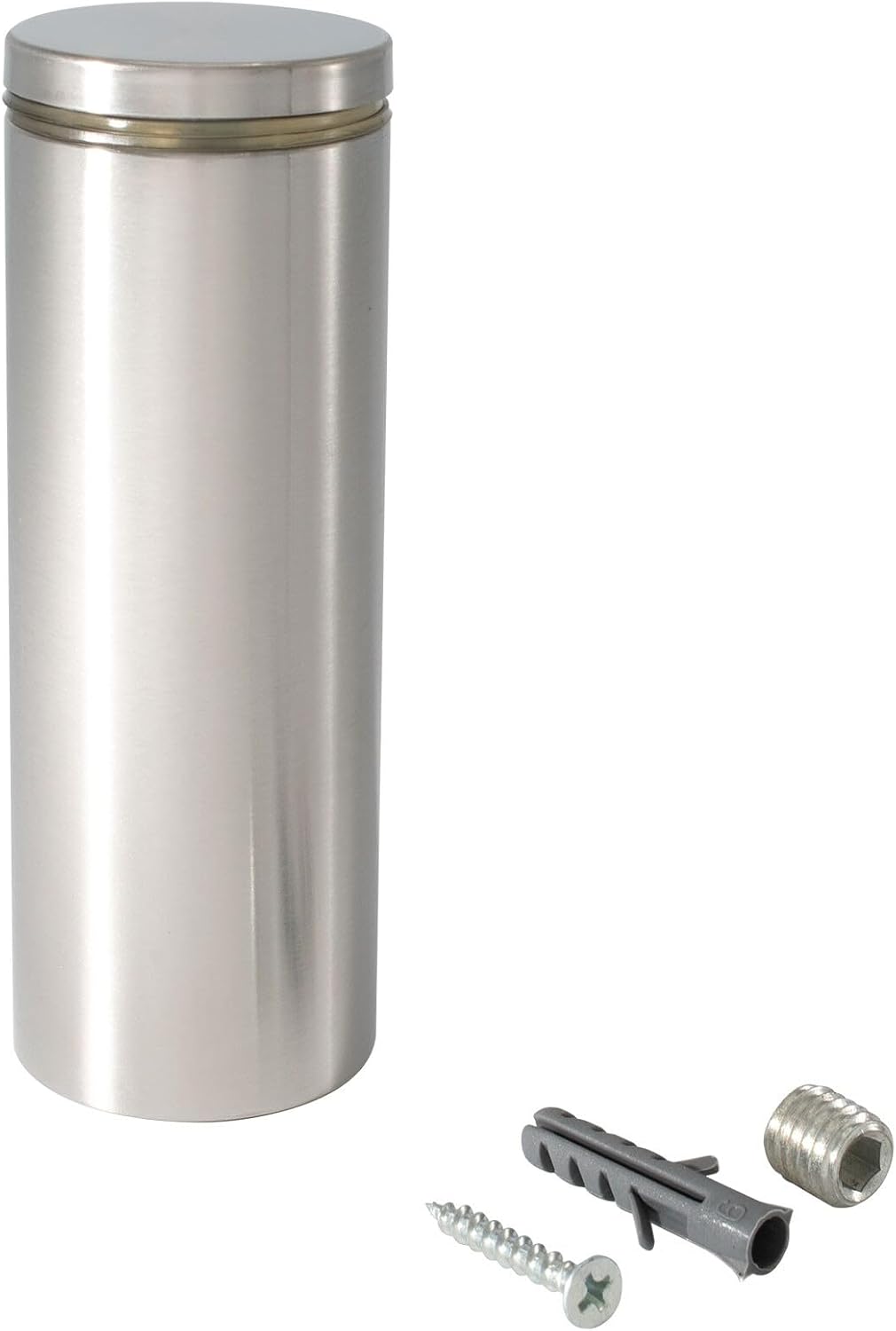 Stainless Steel Standoff 1-1/2 Inch Diameter x 4 Inch Barrel Length Brushed Finish for PVC, Glass and Acrylic Sign Stand Off Wall Anchors and Screws 48 Piece Small Store Pack
