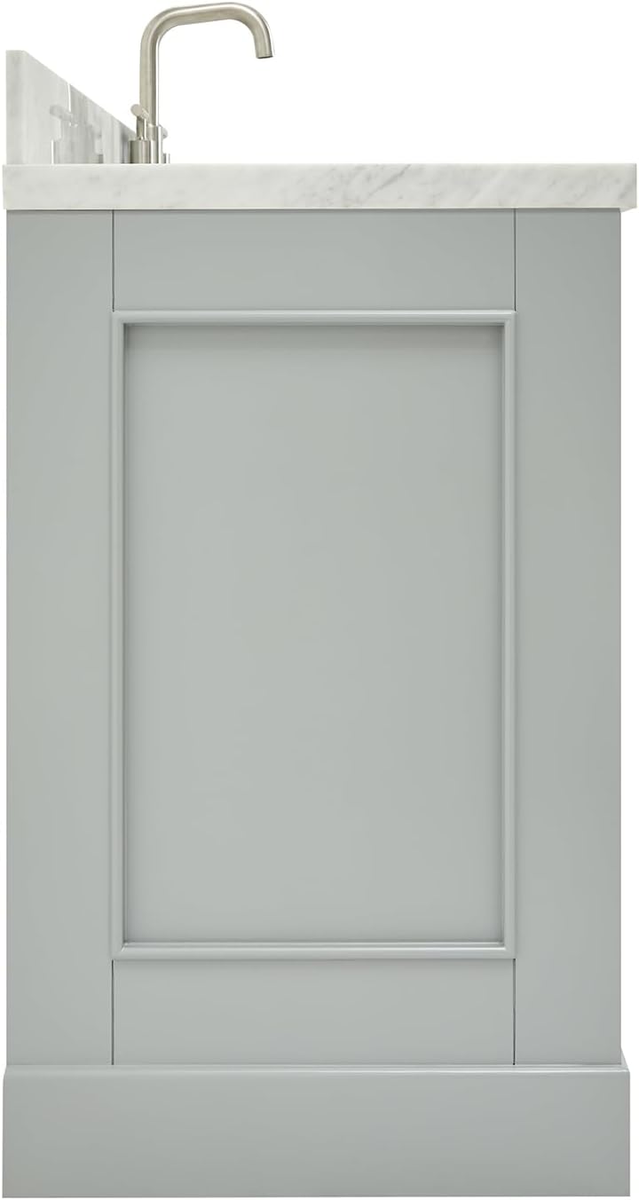 ARIEL Stafford 48-inch Bathroom Vanity with Sink,Solid Wood, 1.5-inch Italian Carrara Marble Countertop, Single Rectangular Porcelain Sink, 2 Soft Closing Doors, 9 Dovetail Drawers, Grey