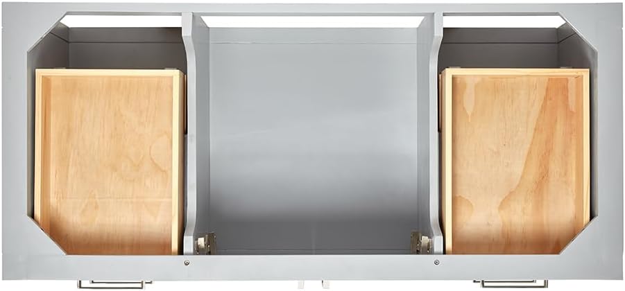 ARIEL Magnolia 48-inch Bathroom Vanity with Sink,Solid Wood, 0.75-inch Italian Carrara Marble Countertop, Single Rectangular Porcelain Sink, 2 Soft Closing Doors, 6 Dovetail Drawers, Grey
