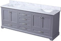Home Dukes 80' Carrara Marble Top Double Vanity with Sinks in Dark Gray