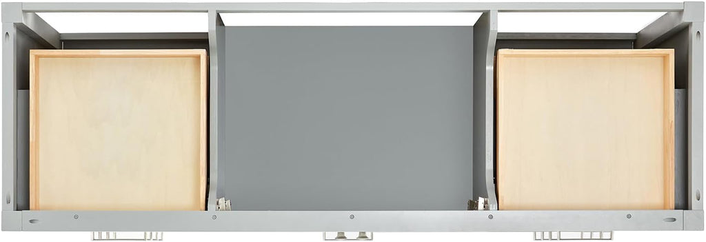 ARIEL Cambridge 66-inch Bathroom Vanity with Sink,Solid Wood, 1.5-inch Carrara White Quartz Countertop & Backsplash, Single Oval Porcelain Sink, 2 Soft Closing Doors, 9 Dovetail Drawers, Grey