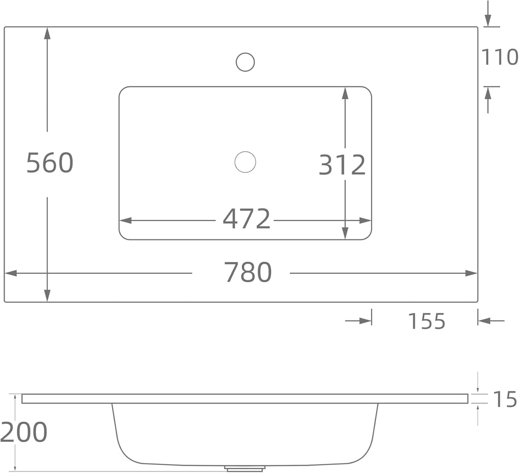 31' W x 22' D Solid Surface Polyurethane Resin Streamline Vanity Top with Sink, Durable, Consistent Color, Easy-to-Clean, Built-in Overflow (Solid Surface Resin Vanity Top)