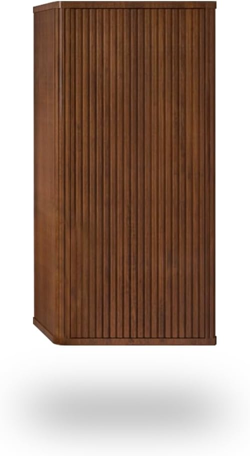 Floating Bathroom Side Cabinet, Wall Mounted Modern Storage Cabinet for Small Space, Apartment, Hotel, Walnut - Camellia Collection