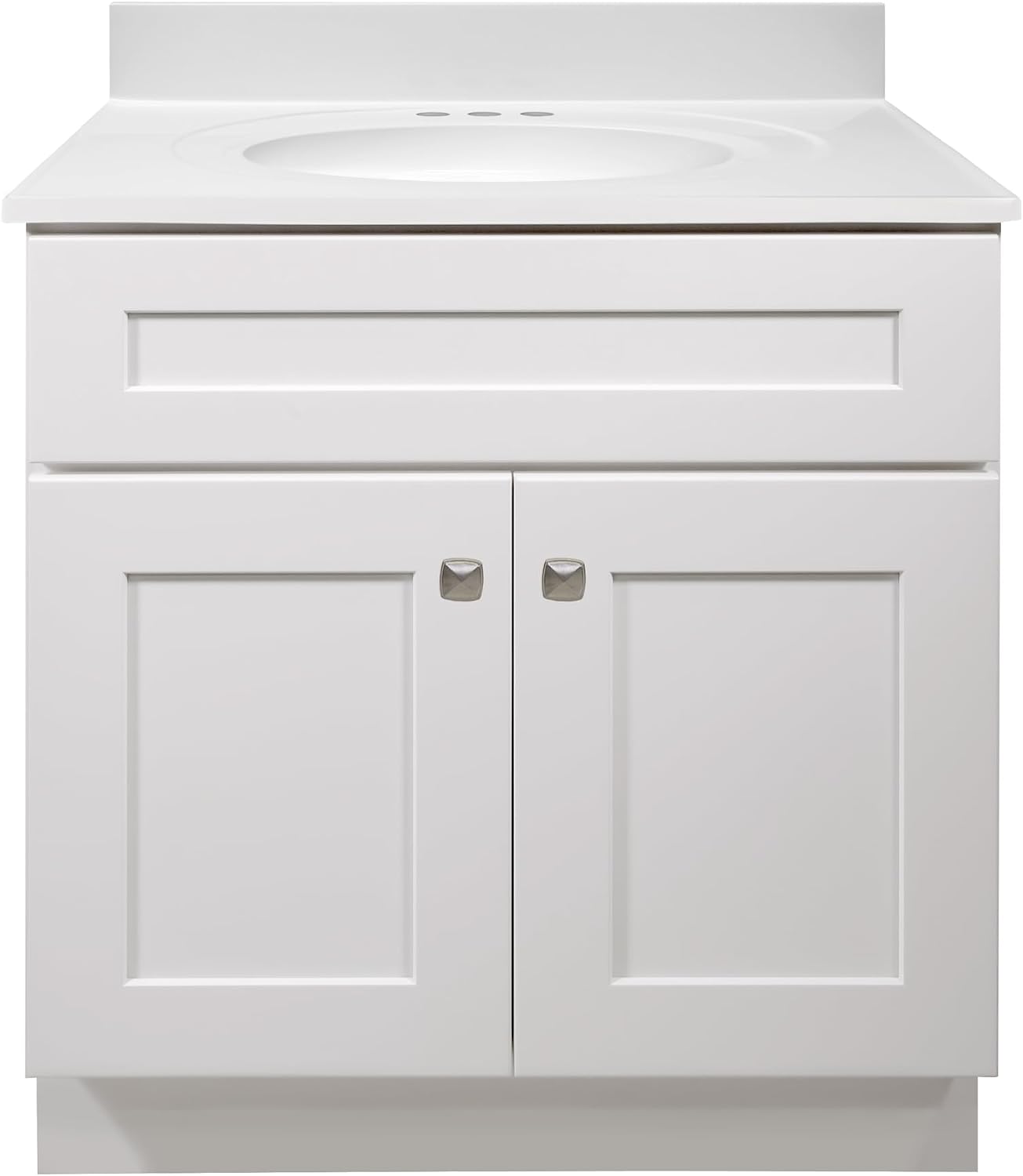 Design House Brookings 31 Inch Bathroom Vanity with Cultured Marble Vanity Top - Unassembled Bathroom Vanity with Sink, White