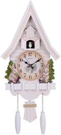 qiuqiu Chalet Style Cuckoo Clock, Black Forest Cuckoo Clock, Quartz Wall Clock Pendulum with Natural Voices for Birds, Battery Operated Cuckoo Chime, Home Decor