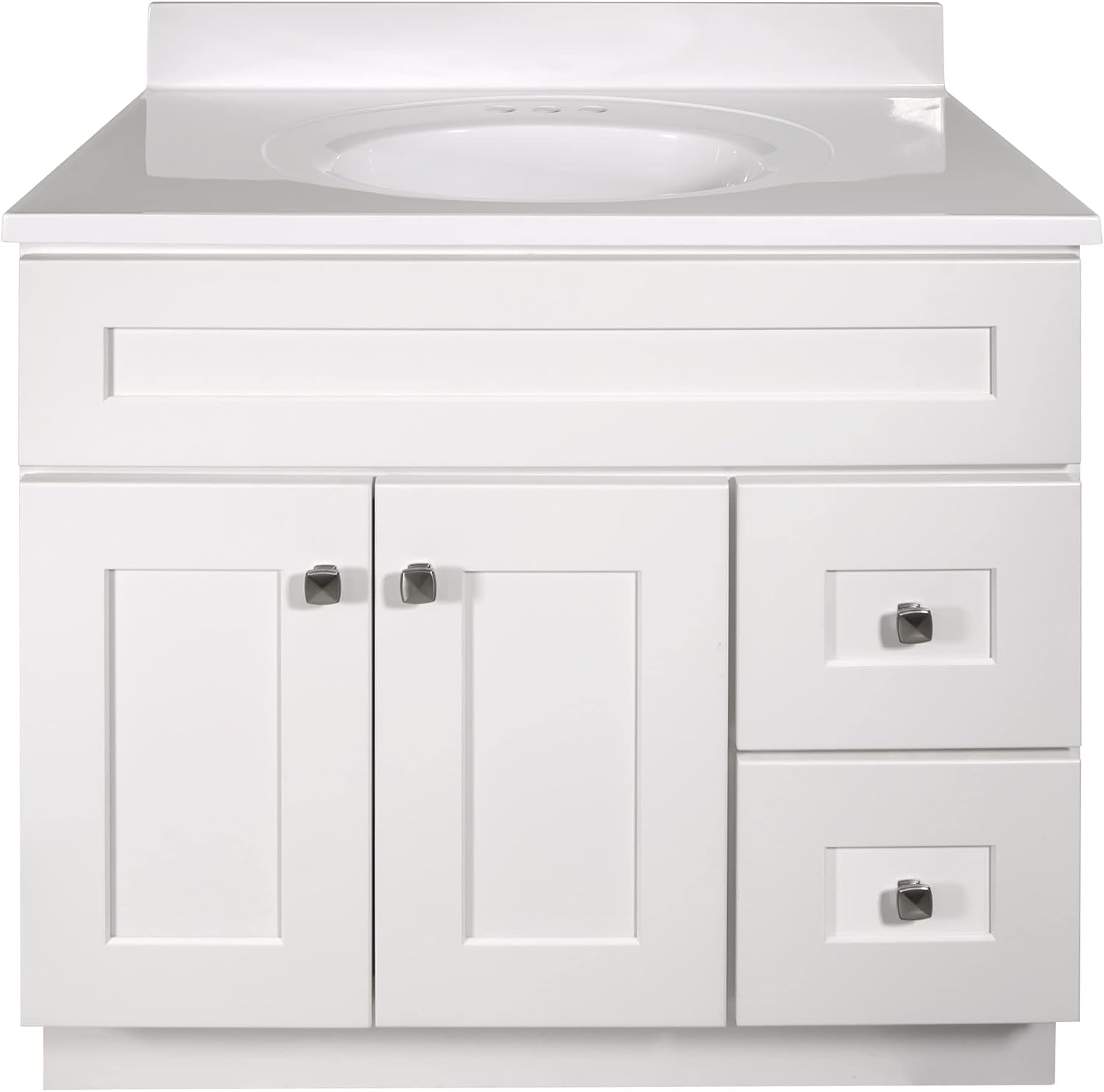 Design House Brookings 37 Inch Bathroom Vanity with Top, Ready to Assemble, Sherwin Williams® White, 585695