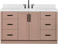 ARIEL Loren 60-inch Bathroom Vanity with Sink,Solid Wood, 1.5-inch Carrara White Quartz Countertop, Single Oval Porcelain Sink, 2 Soft Closing Doors, 7 Dovetail Drawers, Mocha