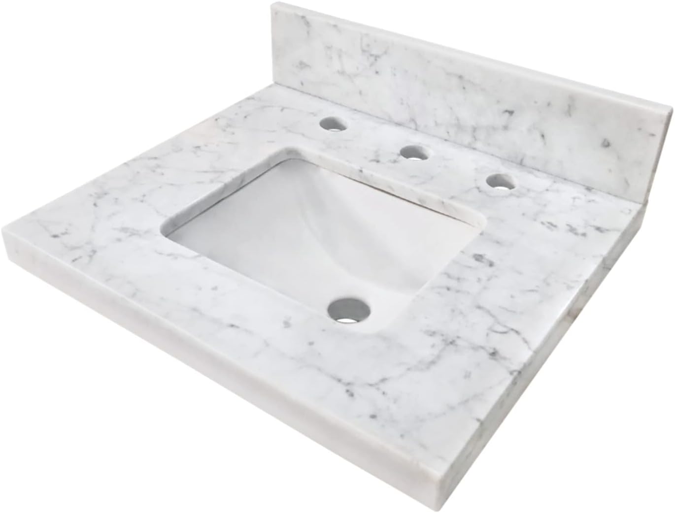 Kingston Brass KVPB1917M38SQ Fredrickson 19-Inch Carrara Marble Vanity Sink Top (8' Faucet Drillings) in Carrara White