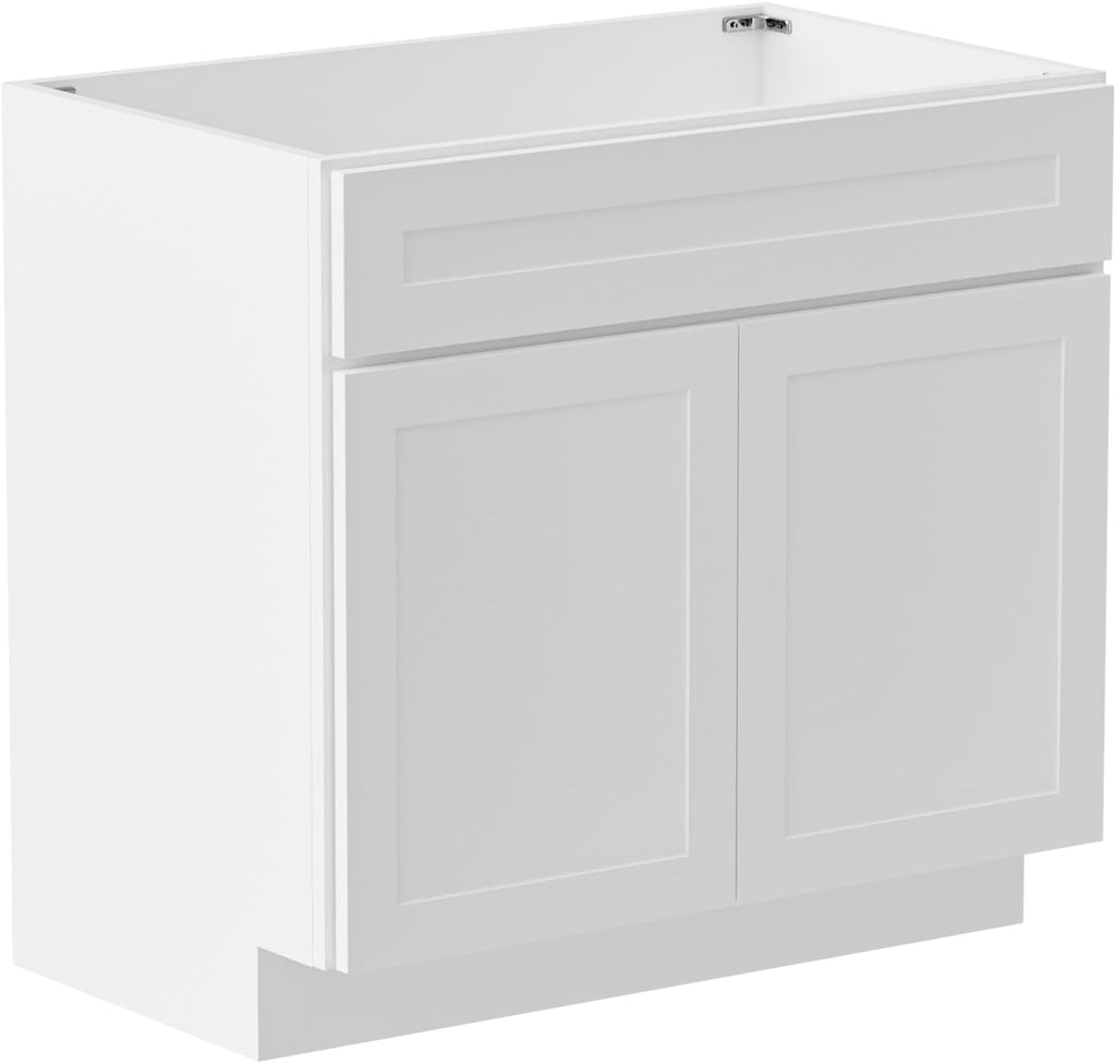 KitchenMan 36 Inch Bathroom Vanity Unassembled Bathroom Sink Cabinet and Vanity for Bathroom, White (Handles and Sink Basin Not Included)