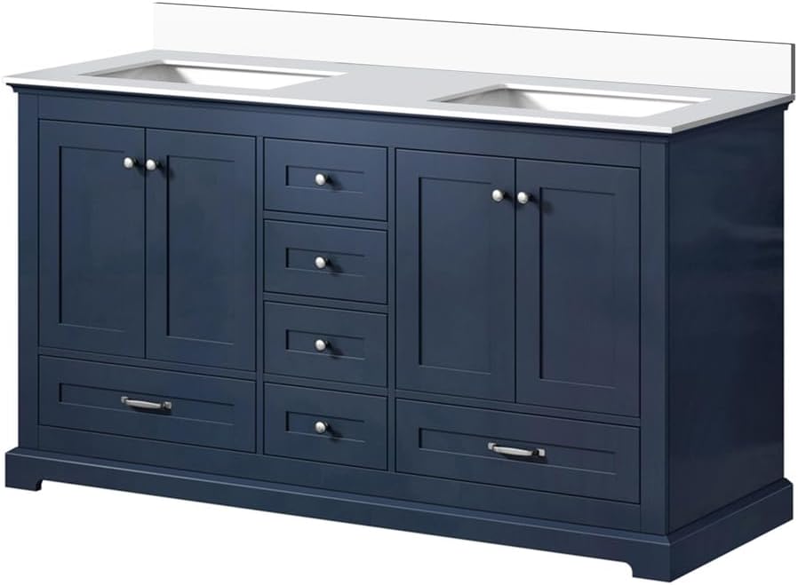 Dukes 60 in. W x 22 in. D Navy Blue Double Bath Vanity and Cultured Marble Top