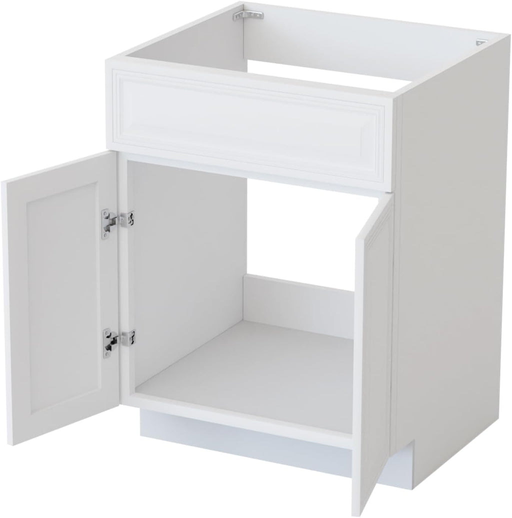 KitchenMan Bathroom Vanity Without Sink and Top 24 Inch Unassembled Bathroom Sink Cabinet not Include Handles, Double Door Bathroom Vanities for Bedroom, Antique White