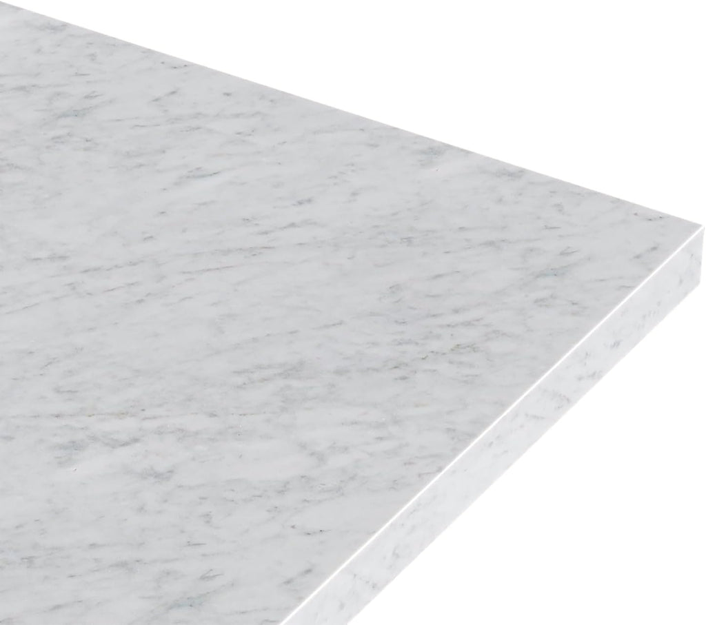 ARIEL Loren 48-inch Bathroom Vanity with Sink,Solid Wood, 1.5-inch Italian Carrara Marble Countertop, Single Rectangular Porcelain Sink, 2 Soft Closing Doors, 7 Dovetail Drawers, Mocha