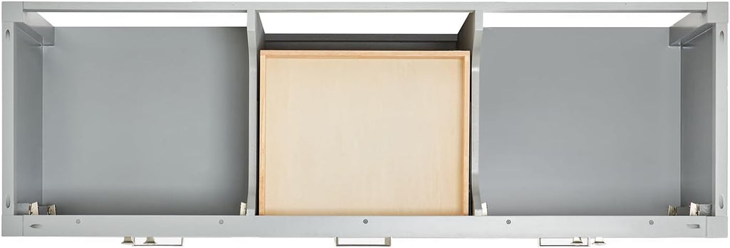 ARIEL Cambridge 66-inch Bathroom Vanity with Sink,Solid Wood, 1.5-inch Carrara White Quartz Countertop & Backsplash, Double Oval Porcelain Sink, 4 Soft Closing Doors, 6 Dovetail Drawers, Grey