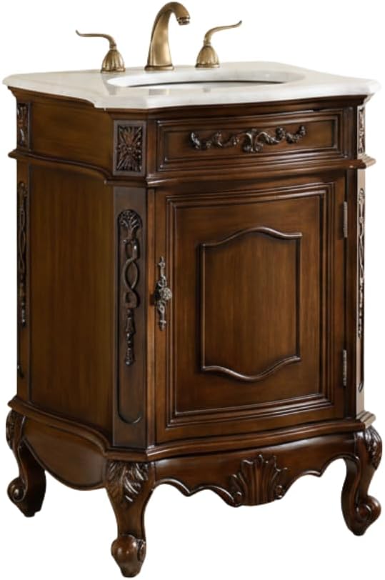 Tennant Brand 24' Classic Petite Powder Room Single Sink Bathroom Vanity (White top)