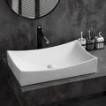 SouNor Rectangle Bathroom Vessel Sink Above Counter Square Bowl Countertop 25'x15' Inches Modern Contemporary Porcelain Big Large Ceramic Wash Lavatory Basin Rectangular Sinks White,25' (Large)