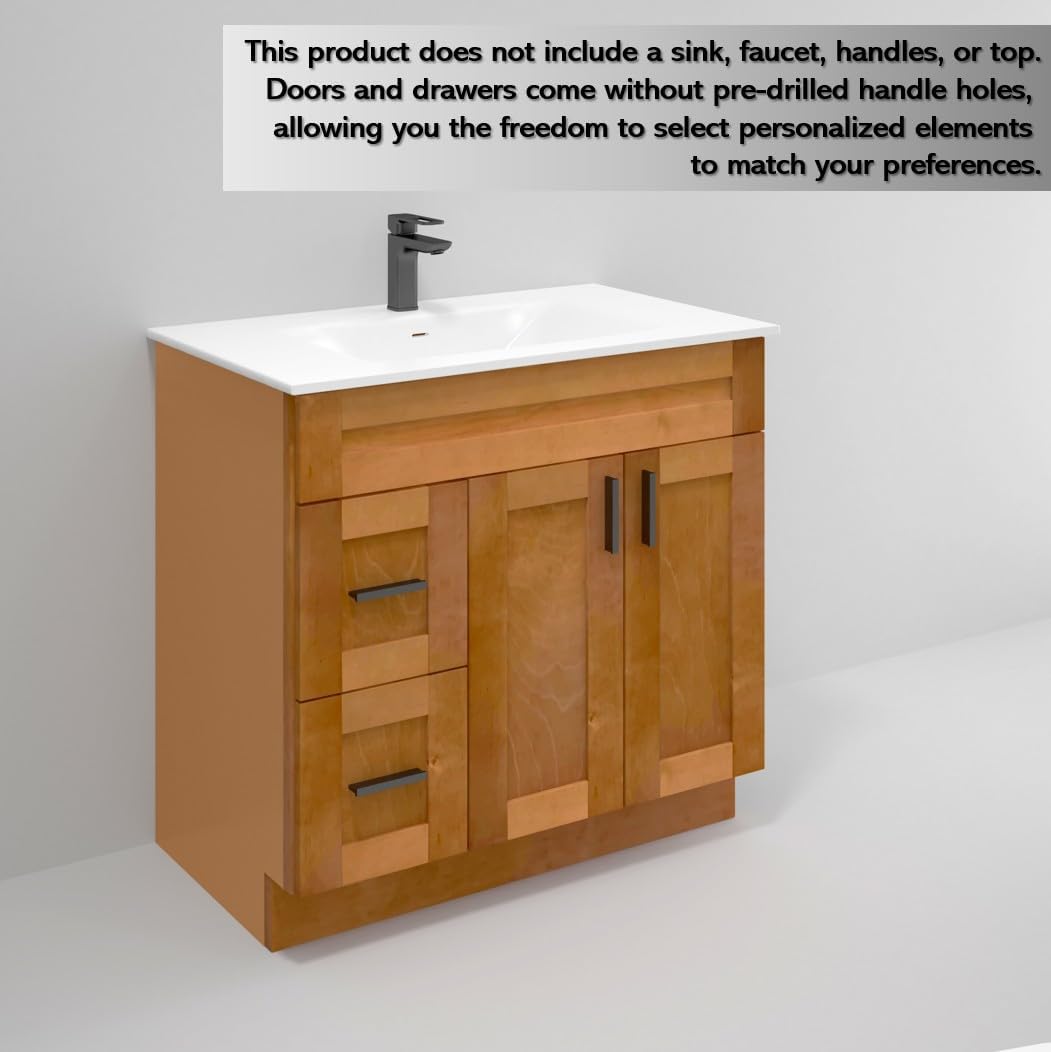 La Royal Maple Shaker Sink Base Bathroom Vanity with Drawers 36' Ready-to-Assemble Bathroom Cabinet Sink Base