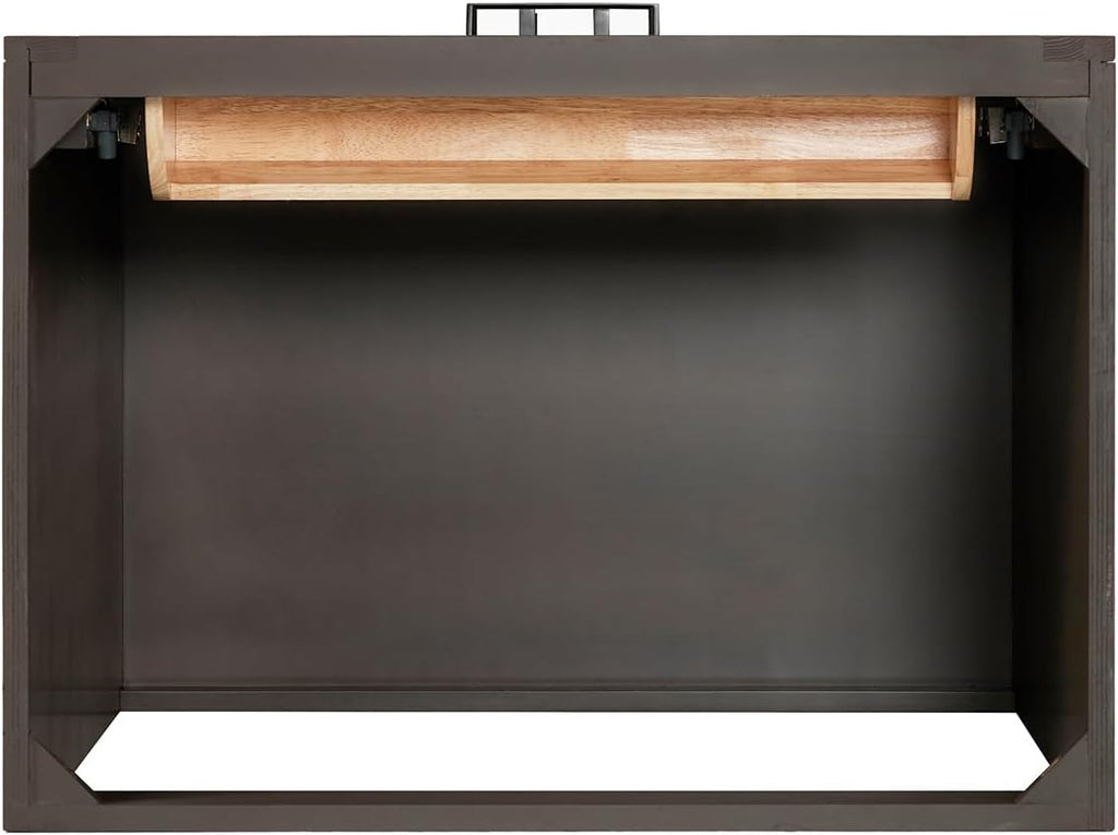ARIEL Hepburn 30-inch Bathroom Vanity with Sink,Solid Wood, 1.5-inch Carrara White Quartz Countertop, Single Rectangular Porcelain Sink, 2 Soft Closing Doors, 1 Dovetail Drawers, Brown Oak