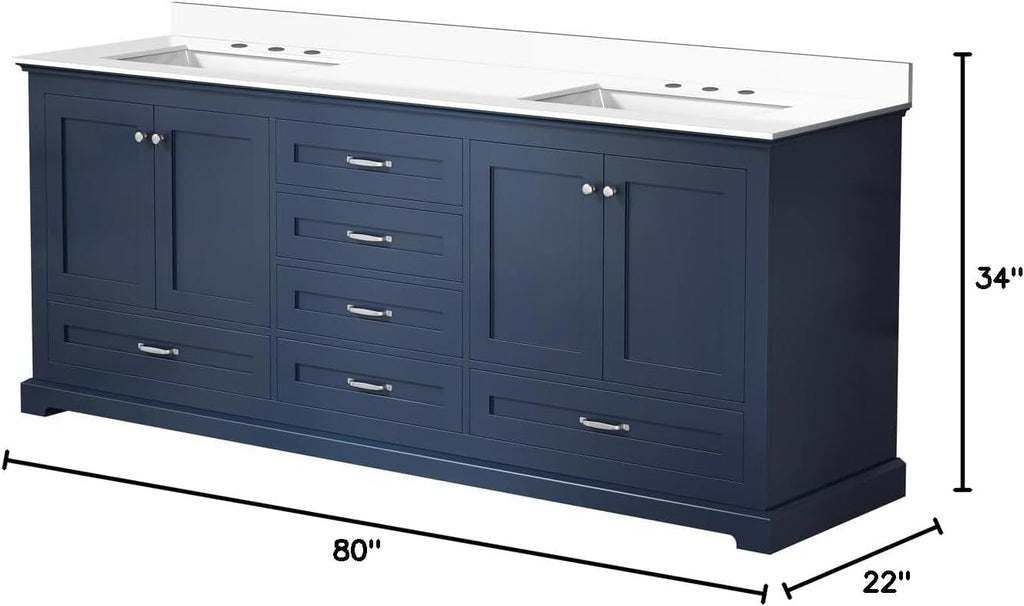 Dukes 80 in. W x 22 in. D Navy Blue Double Bath Vanity and Cultured Marble Top